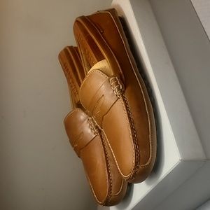Cole Haan Grant Canoe British tan leather penny loafers size 11.5M